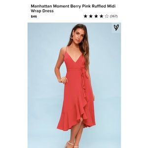 Manhattan Moment Berry Pink Ruffle MIDI Wrap Dress